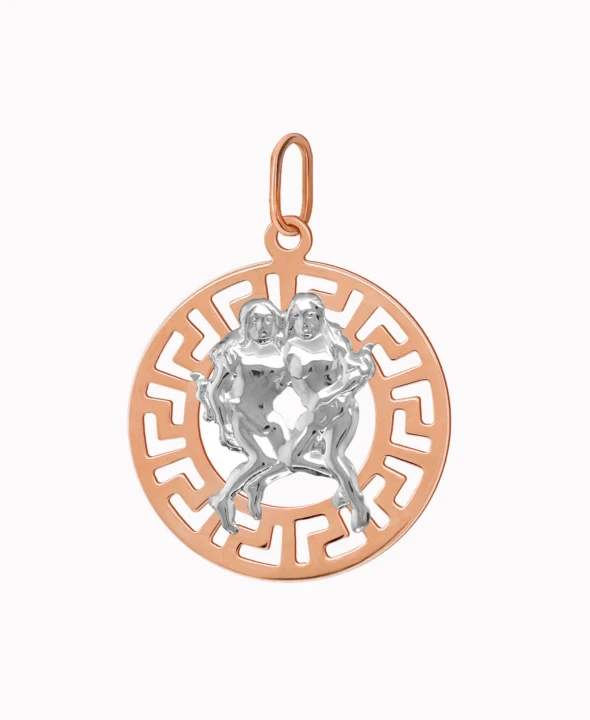 Bliźnięta znak zodiaku przywieszka pamiątka Czerwone i białe złoto pr.585