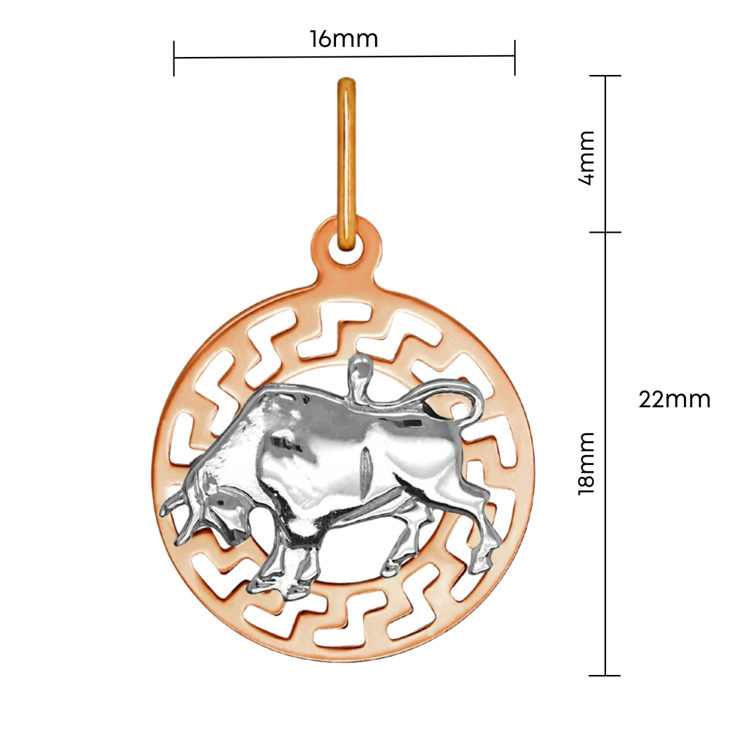 Byk znak zodiaku przywieszka pamiątka Czerwone i białe złoto pr.585