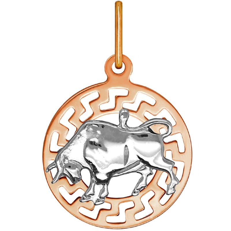 Byk znak zodiaku przywieszka pamiątka Czerwone i białe złoto pr.585
