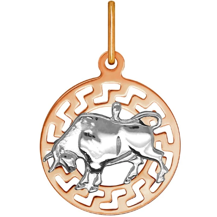 Byk znak zodiaku przywieszka pamiątka Czerwone i białe złoto pr.585