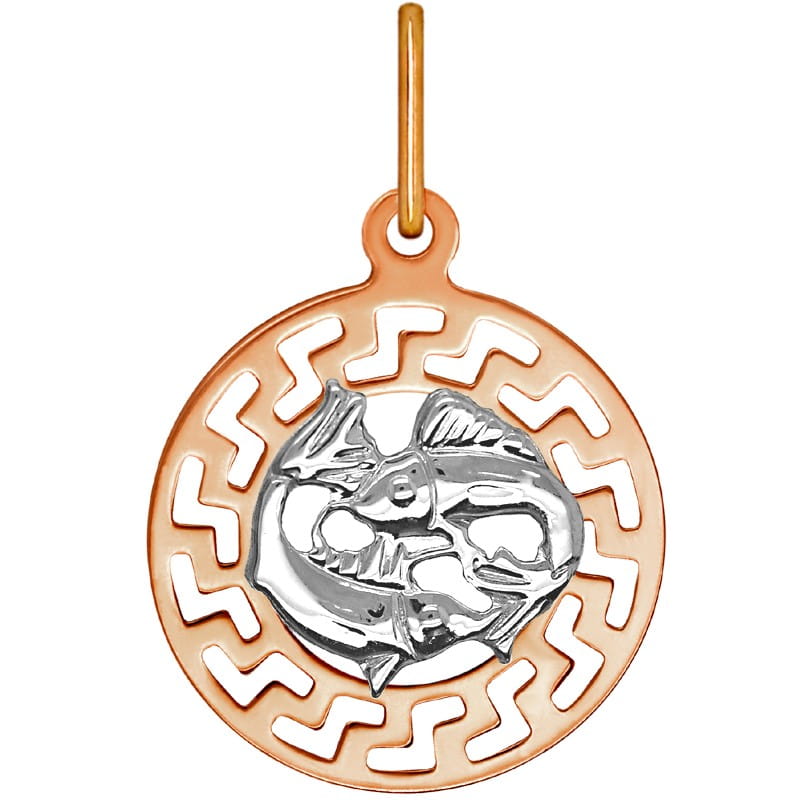 Ryby znak zodiaku przywieszka pamiątka Czerwone i białe złoto pr.585