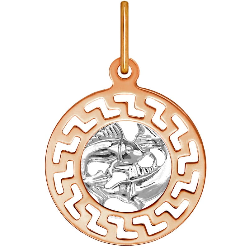 Ryby znak zodiaku przywieszka pamiątka Czerwone i białe złoto pr.585