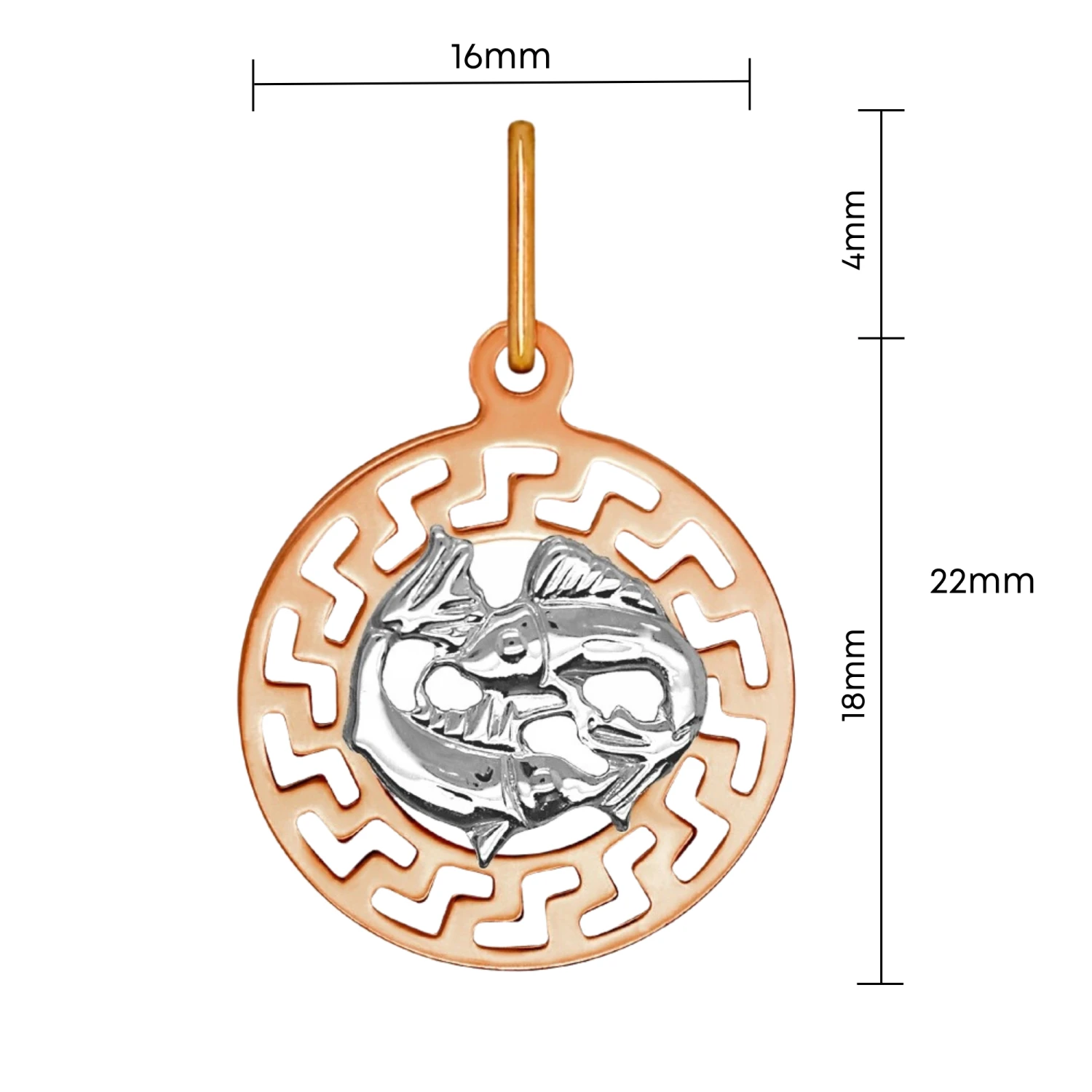 Ryby znak zodiaku przywieszka pamiątka Czerwone i białe złoto pr.585