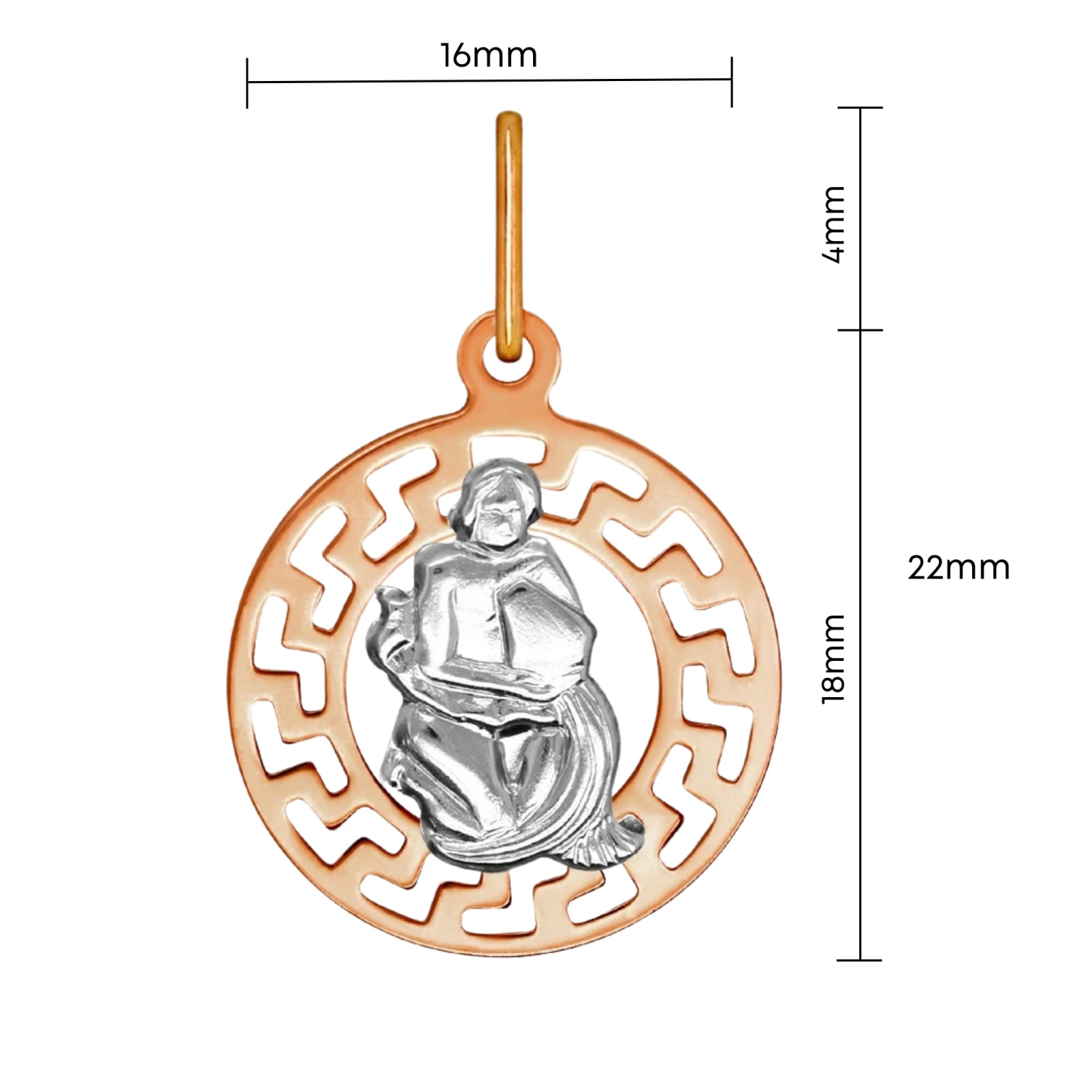 Wodnik znak zodiaku przywieszka pamiątka Czerwone i białe złoto pr.585