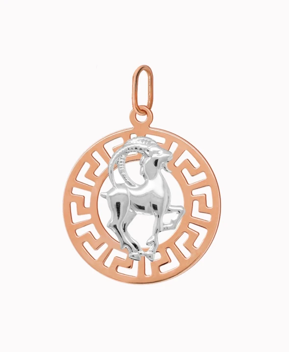 Koziorożec znak zodiaku przywieszka pamiątka Czerwone i białe złoto 585