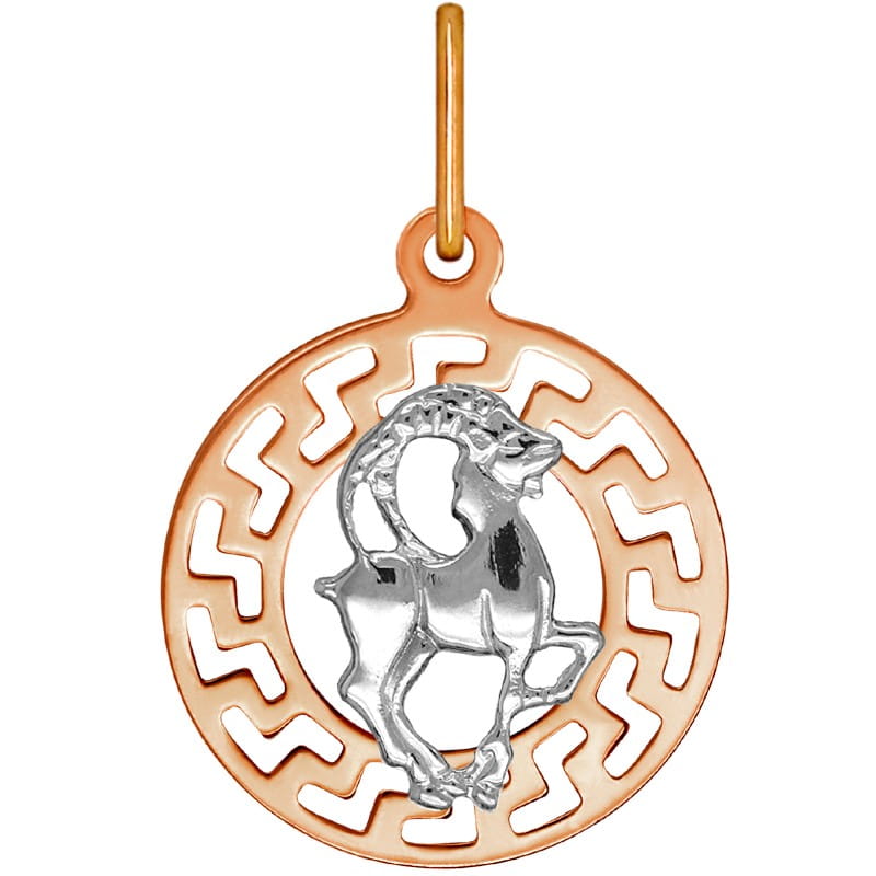 Koziorożec znak zodiaku przywieszka pamiątka Czerwone i białe złoto 585