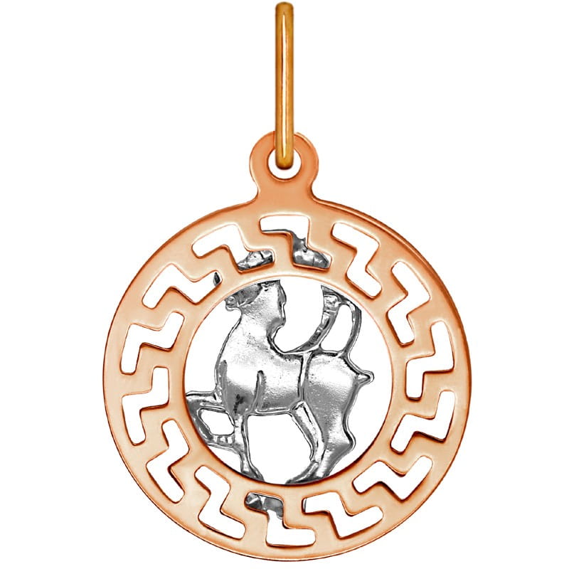 Koziorożec znak zodiaku przywieszka pamiątka Czerwone i białe złoto 585