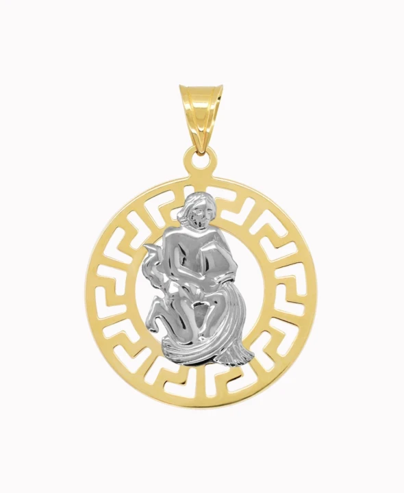 Wodnik znak zodiaku L przywieszka pamiątka z białym złotem 585
