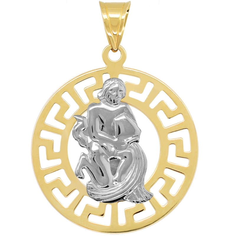 Wodnik znak zodiaku L przywieszka pamiątka z białym złotem 585