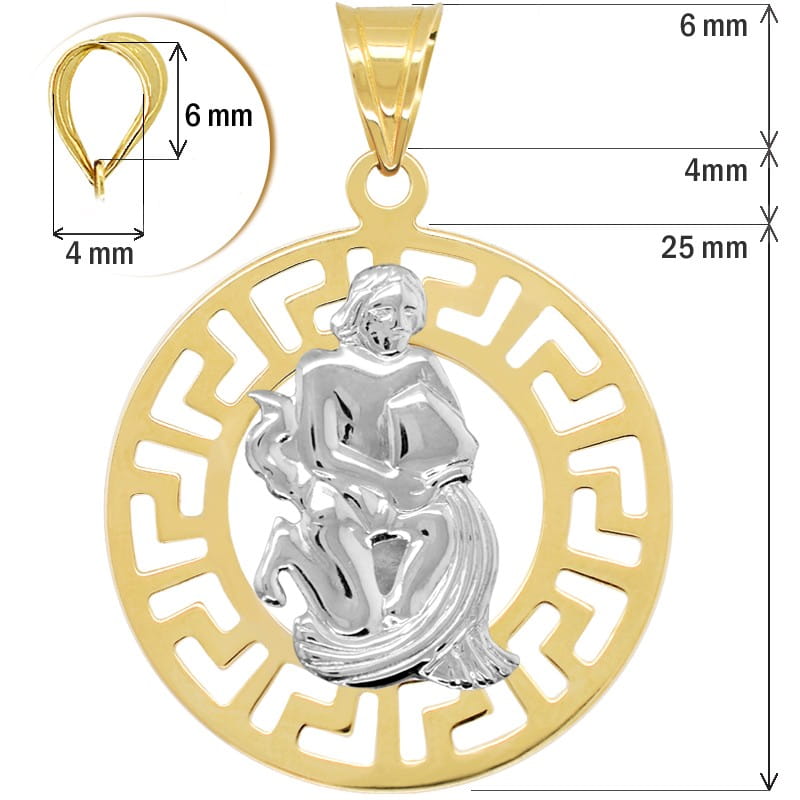 Wodnik znak zodiaku L przywieszka pamiątka z białym złotem 585