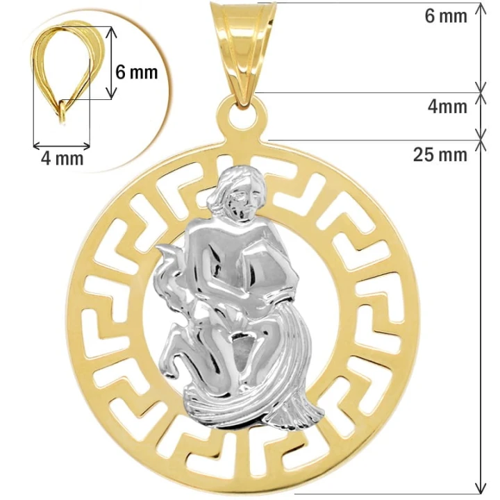Wodnik znak zodiaku L przywieszka pamiątka z białym złotem 585
