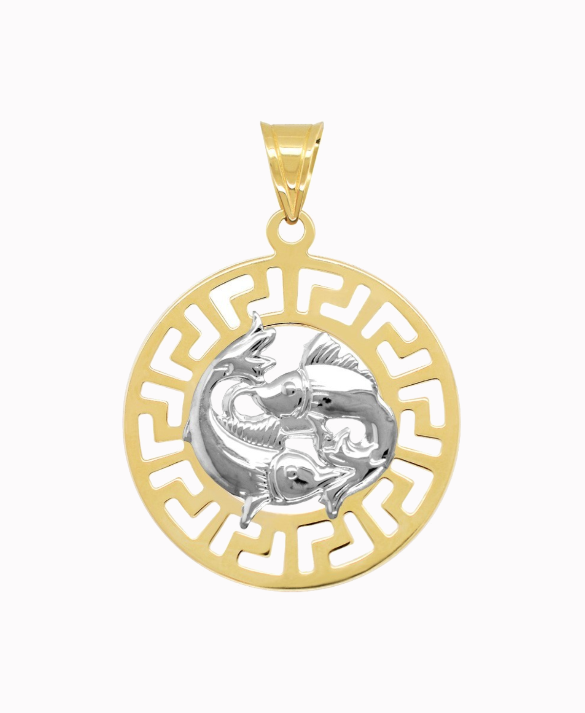 Ryby znak zodiaku L przywieszka pamiątka z białym złotem 585