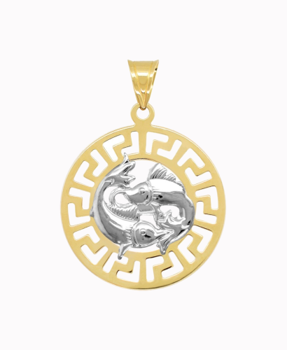 Ryby znak zodiaku L przywieszka pamiątka z białym złotem 585