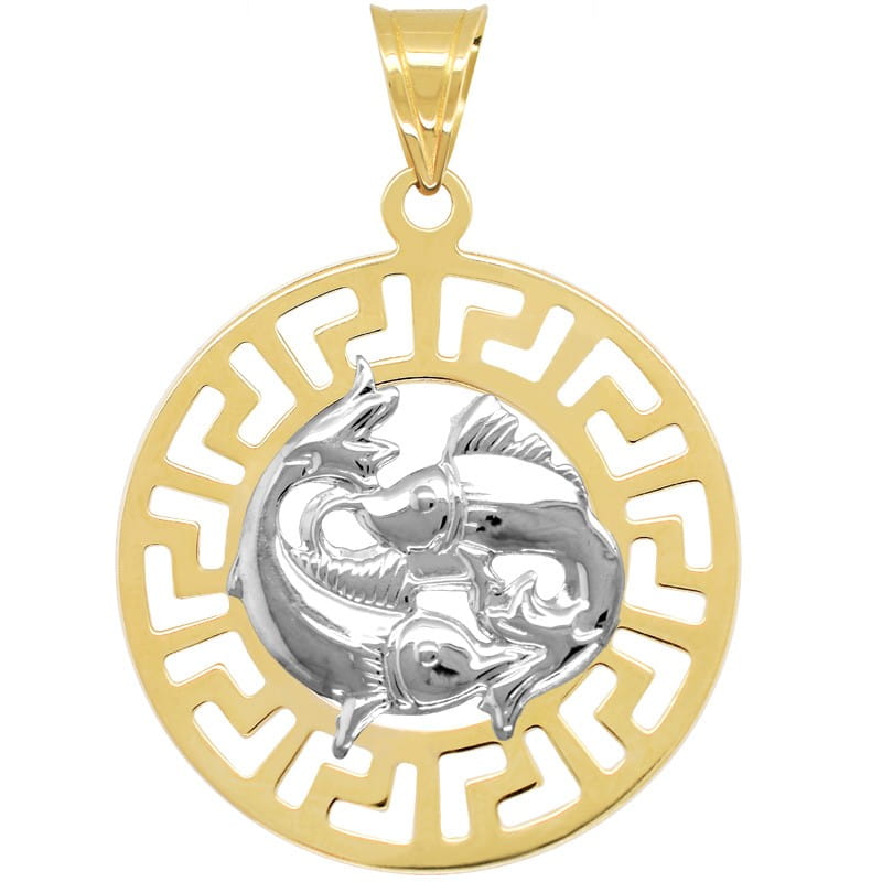 Ryby znak zodiaku L przywieszka pamiątka z białym złotem 585