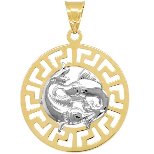 Ryby znak zodiaku L przywieszka pamiątka z białym złotem 585