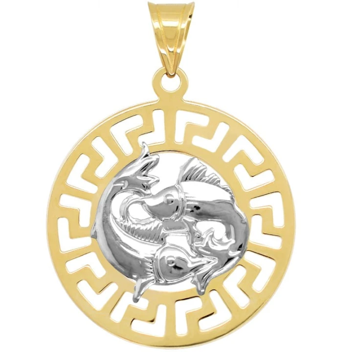 Ryby znak zodiaku L przywieszka pamiątka z białym złotem 585