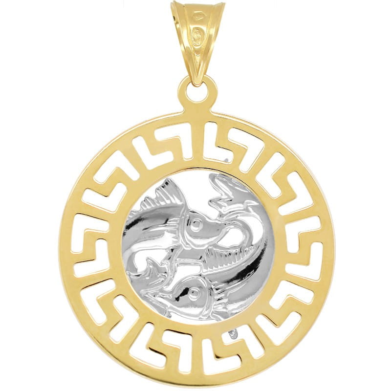 Ryby znak zodiaku L przywieszka pamiątka z białym złotem 585