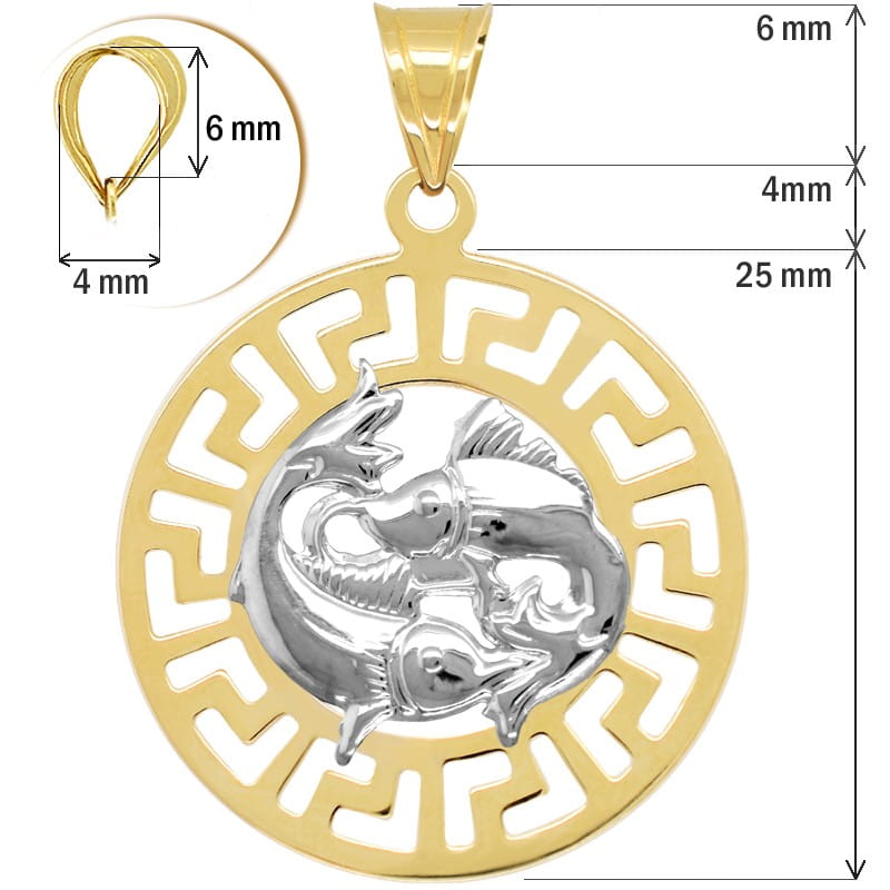 Ryby znak zodiaku L przywieszka pamiątka z białym złotem 585