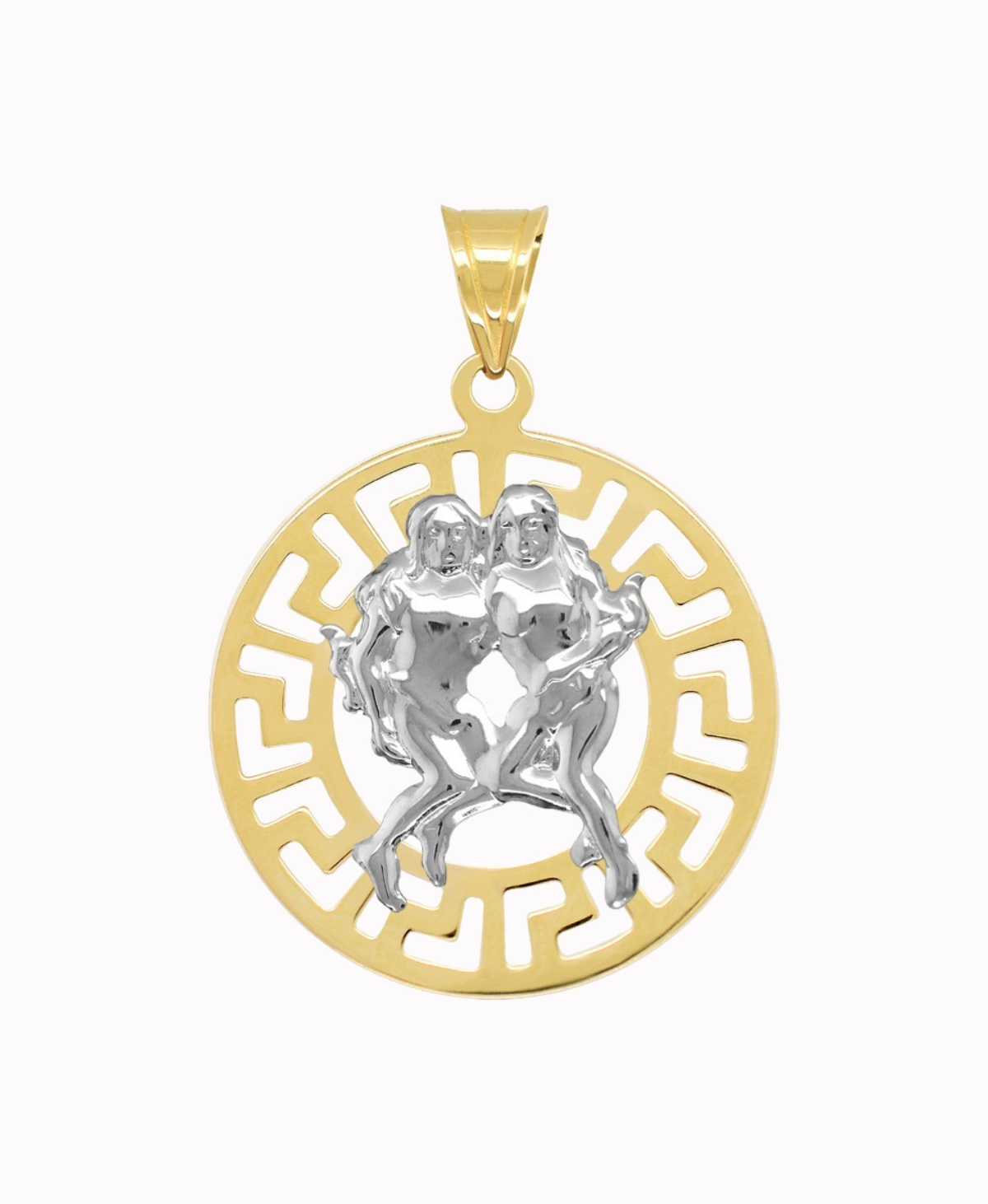 Bliźnięta znak zodiaku L przywieszka pamiątka z białym złotem 585