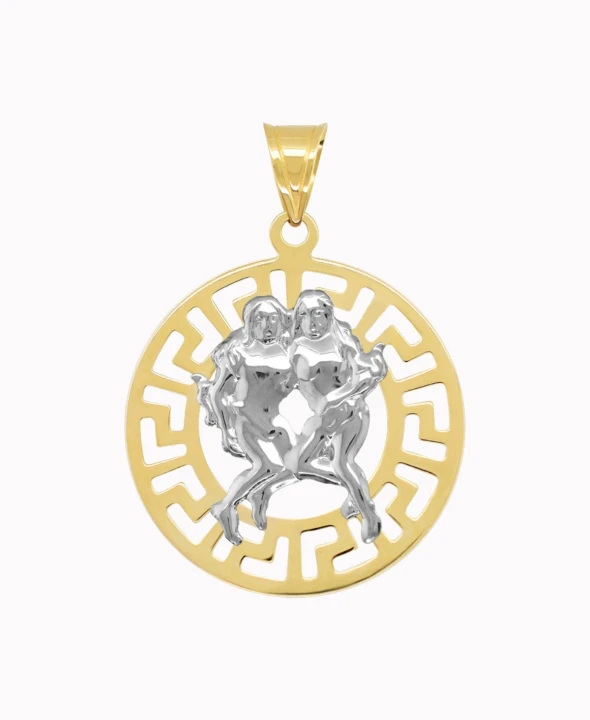 Bliźnięta znak zodiaku L przywieszka pamiątka z białym złotem 585
