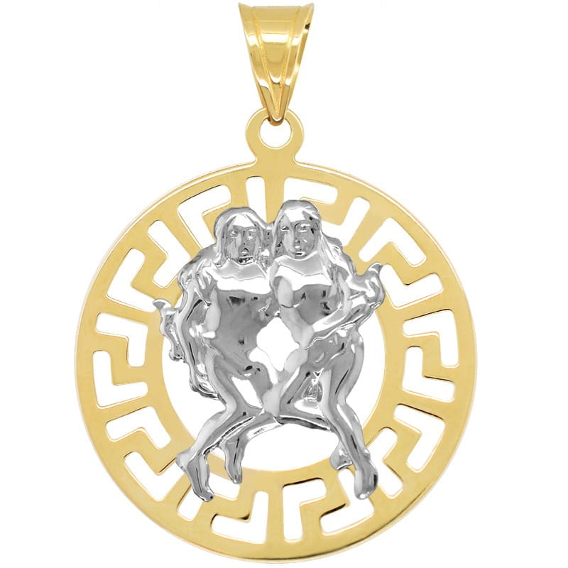 Bliźnięta znak zodiaku L przywieszka pamiątka z białym złotem 585