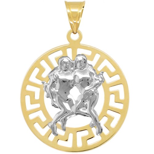 Bliźnięta znak zodiaku L przywieszka pamiątka z białym złotem 585