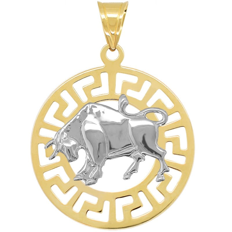 Byk znak zodiaku L przywieszka pamiątka z białym złotem 585