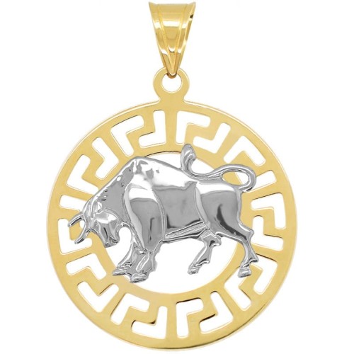 Byk znak zodiaku L przywieszka pamiątka z białym złotem 585
