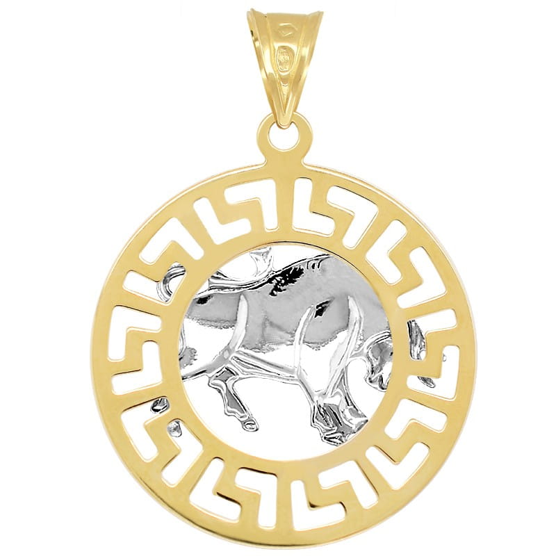 Byk znak zodiaku L przywieszka pamiątka z białym złotem 585