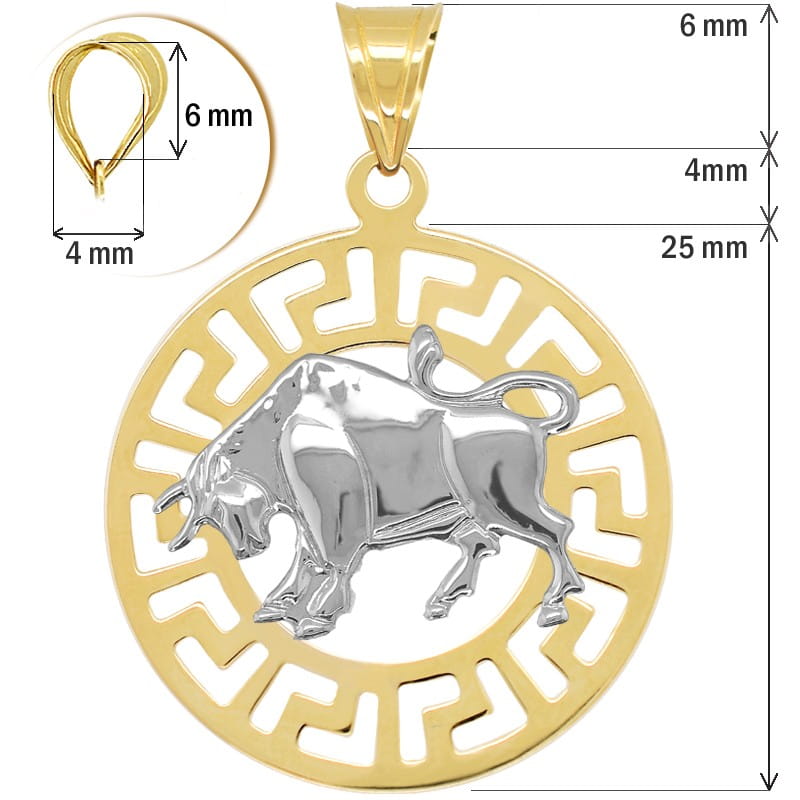 Byk znak zodiaku L przywieszka pamiątka z białym złotem 585