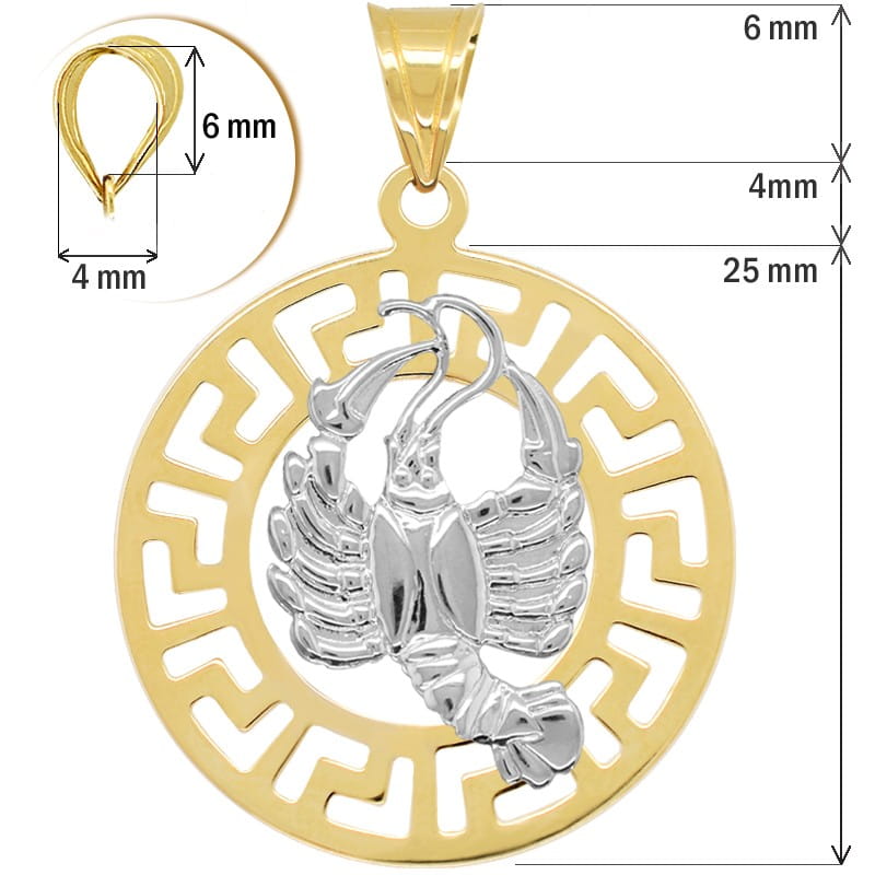 Rak znak zodiaku L przywieszka pamiątka z białym złotem 585