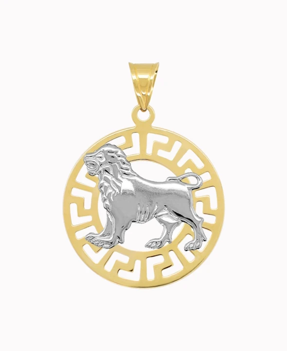 Lew znak zodiaku L przywieszka pamiątka z białym złotem 585