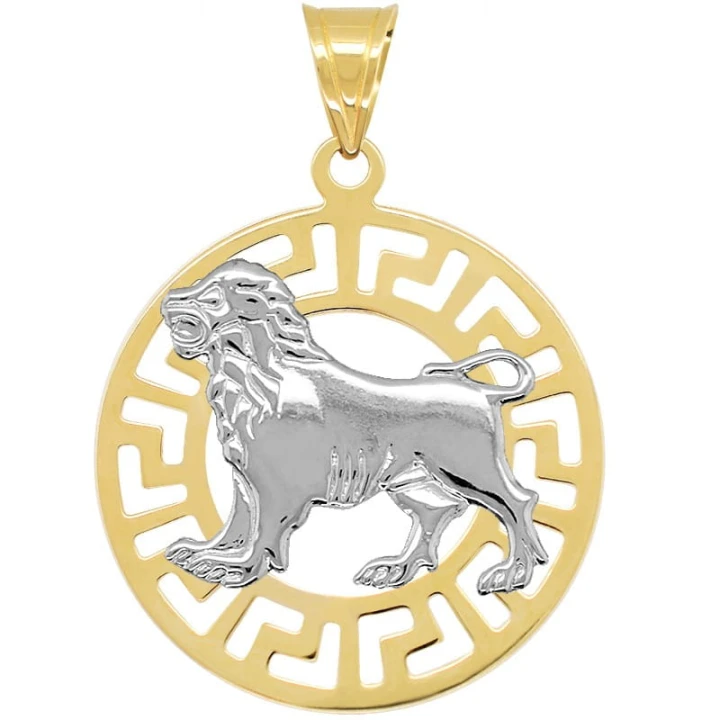 Lew znak zodiaku L przywieszka pamiątka z białym złotem 585