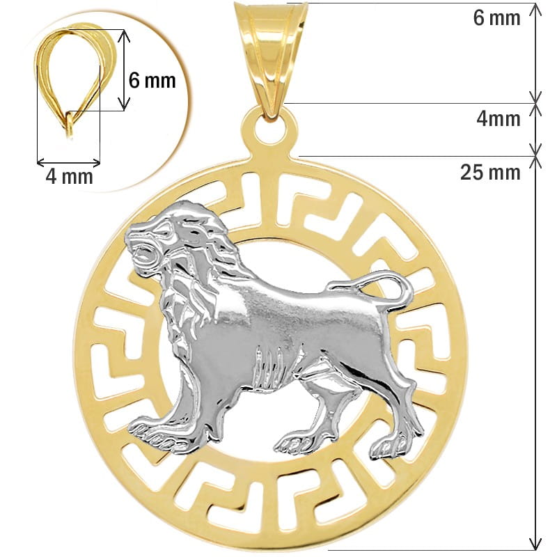 Lew znak zodiaku L przywieszka pamiątka z białym złotem 585