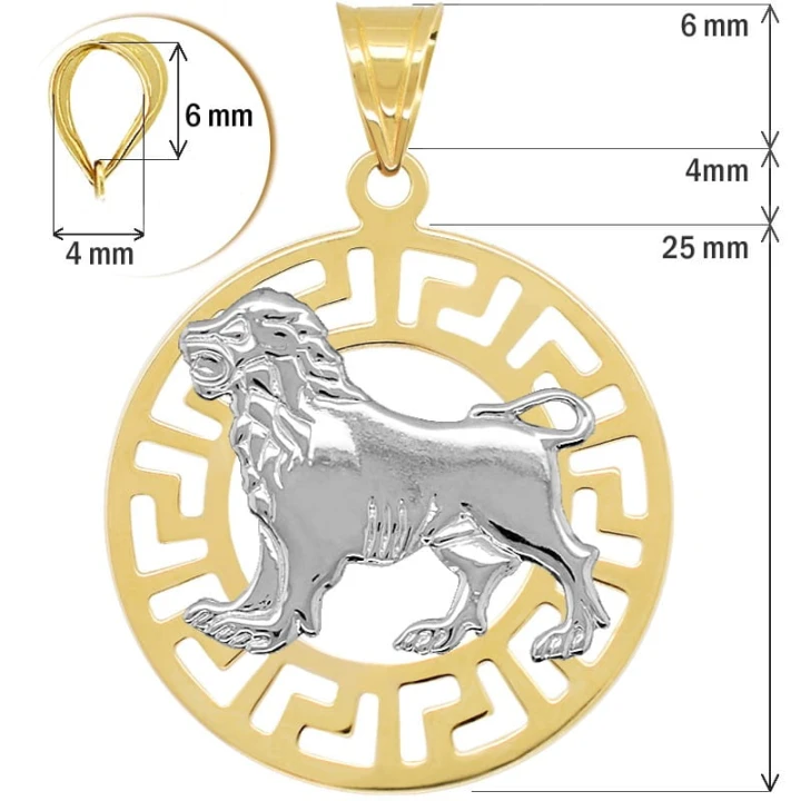 Lew znak zodiaku L przywieszka pamiątka z białym złotem 585