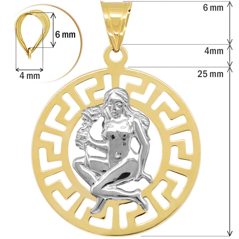 Panna znak zodiaku L przywieszka pamiątka z białym złotem 585