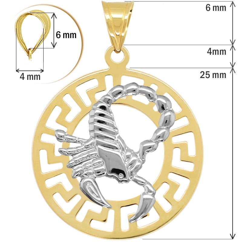 Skorpion znak zodiaku L przywieszka pamiątka z białym złotem 585