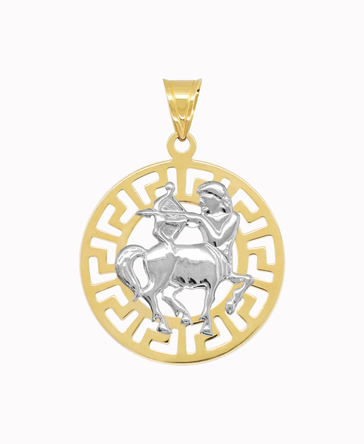Strzelec znak zodiaku L przywieszka pamiątka z białym złotem 585