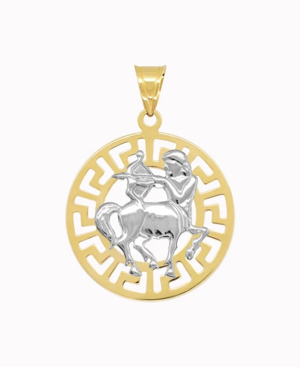 Strzelec znak zodiaku L przywieszka pamiątka z białym złotem 585