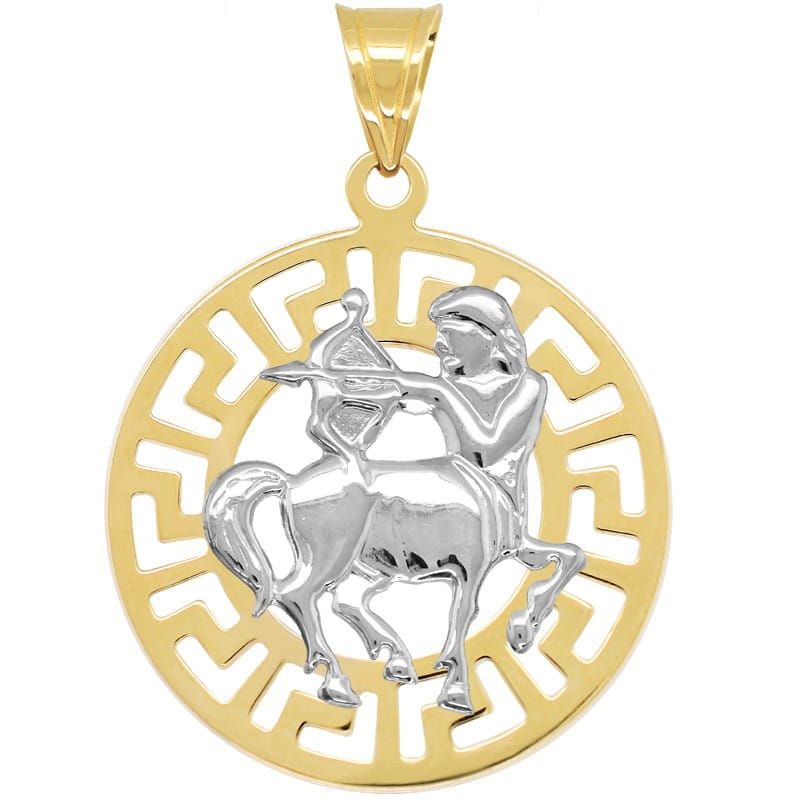 Strzelec znak zodiaku L przywieszka pamiątka z białym złotem 585