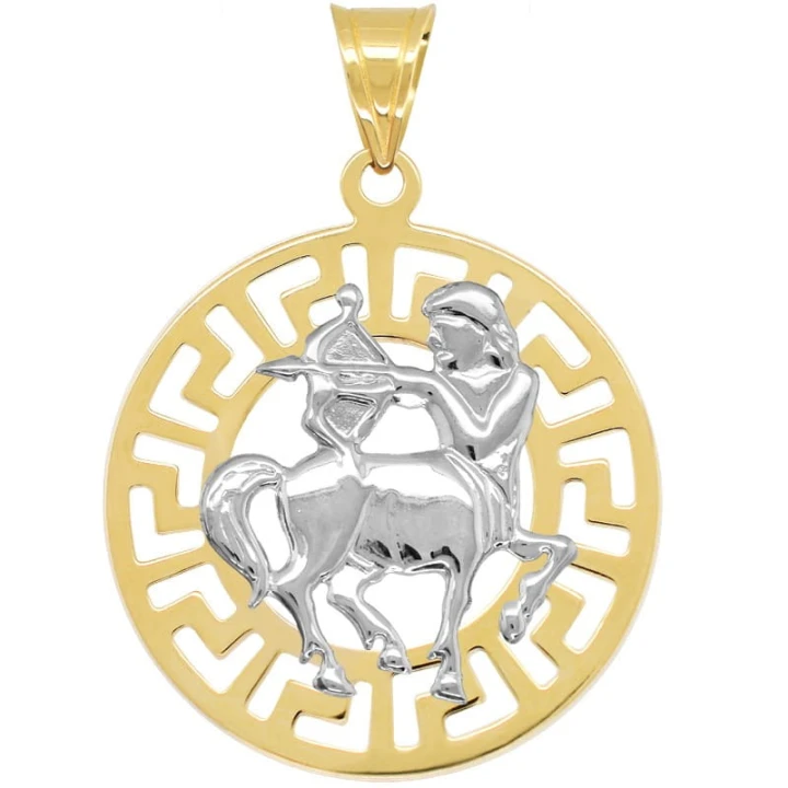 Strzelec znak zodiaku L przywieszka pamiątka z białym złotem 585
