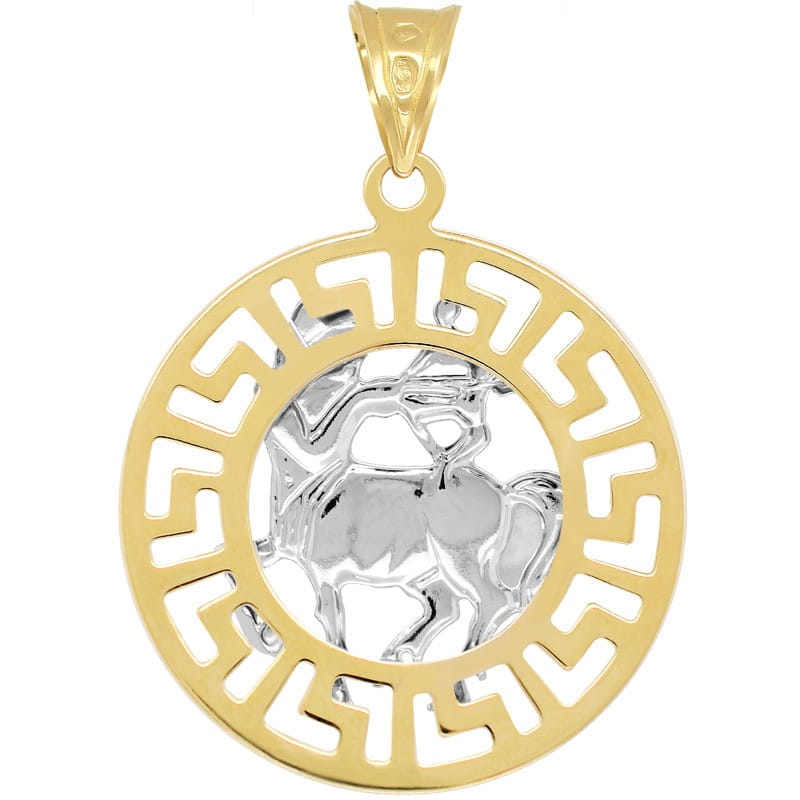 Strzelec znak zodiaku L przywieszka pamiątka z białym złotem 585