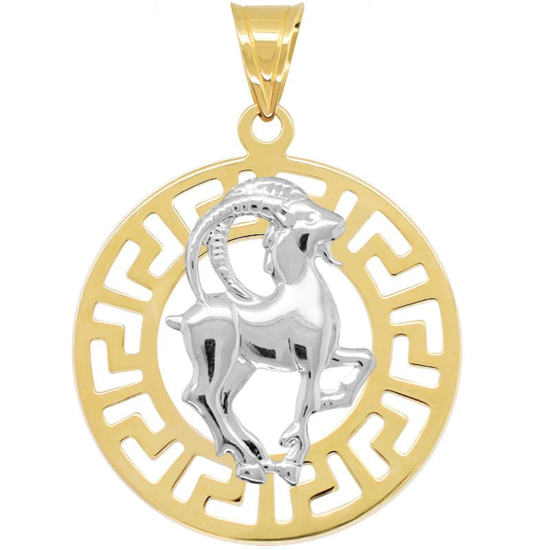 Koziorożec znak zodiaku L przywieszka pamiątka z białym złotem 585
