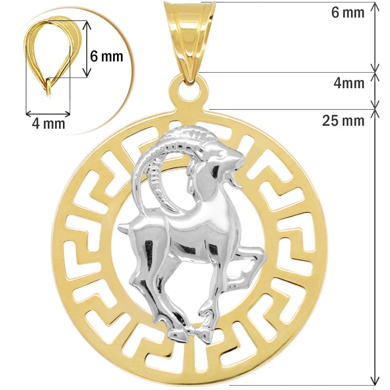 Koziorożec znak zodiaku L przywieszka pamiątka z białym złotem 585
