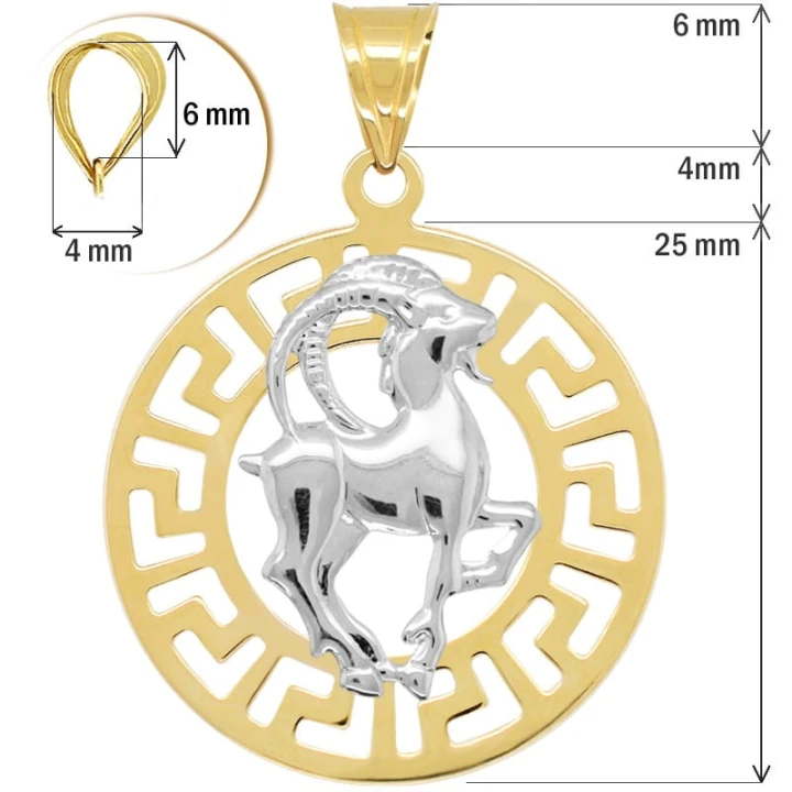 Koziorożec znak zodiaku L przywieszka pamiątka z białym złotem 585