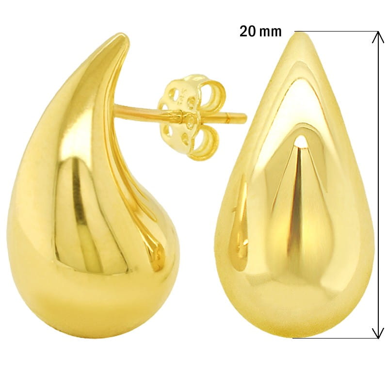 Złote kolczyki Sople łezki, krople midi  S sztyft złoto próba 585