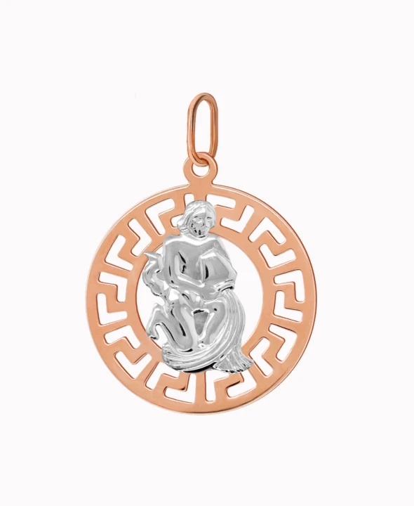 Wodnik znak zodiaku L przywieszka pamiątka Czerwone i białe złoto pr.585
