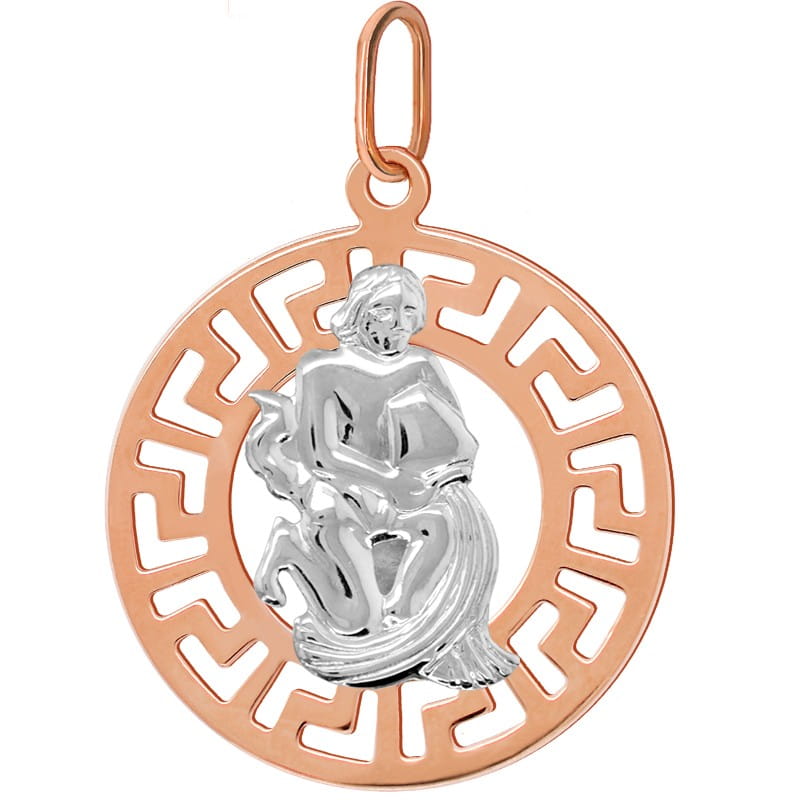 Wodnik znak zodiaku L przywieszka pamiątka Czerwone i białe złoto pr.585