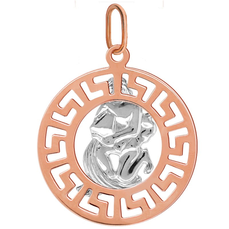 Wodnik znak zodiaku L przywieszka pamiątka Czerwone i białe złoto pr.585