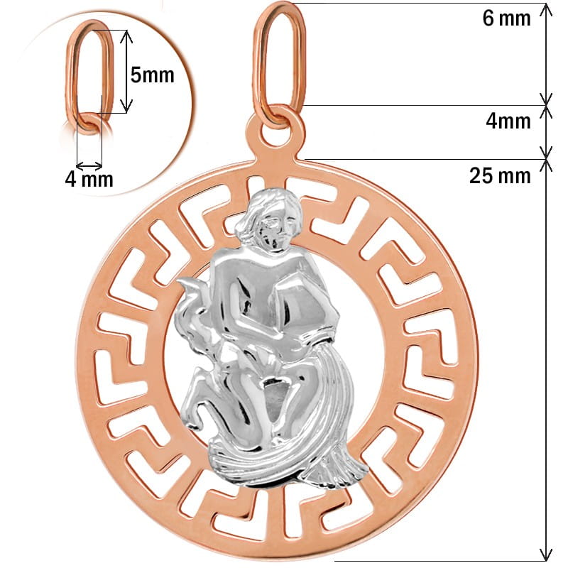 Wodnik znak zodiaku L przywieszka pamiątka Czerwone i białe złoto pr.585